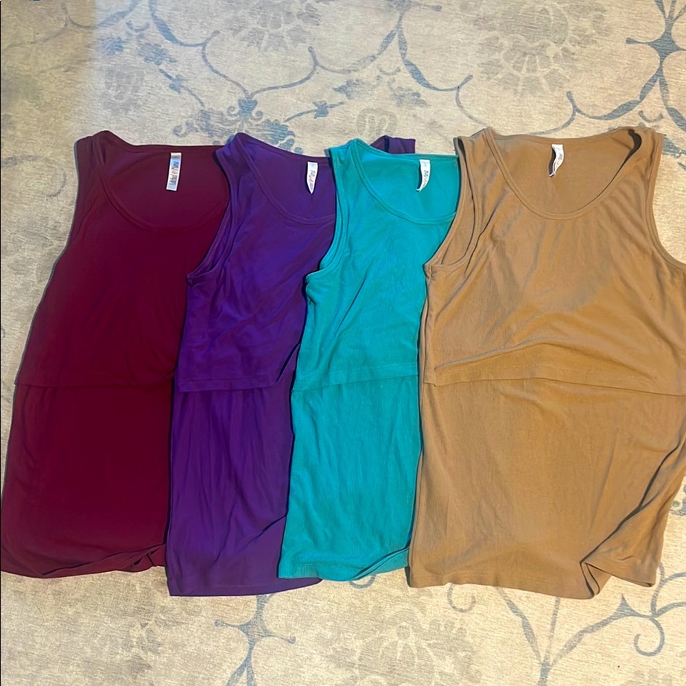 Latched Mama Fitted Sleeveless Red and Purple Tank Top
